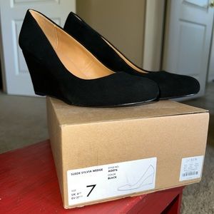 Like New JCrew Black Suede Wedges